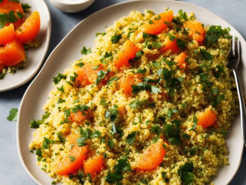 Spice-rubbed haddock fillets on orange & parsley couscous
