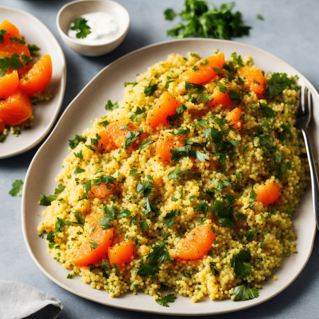 Spice-rubbed haddock fillets on orange & parsley couscous