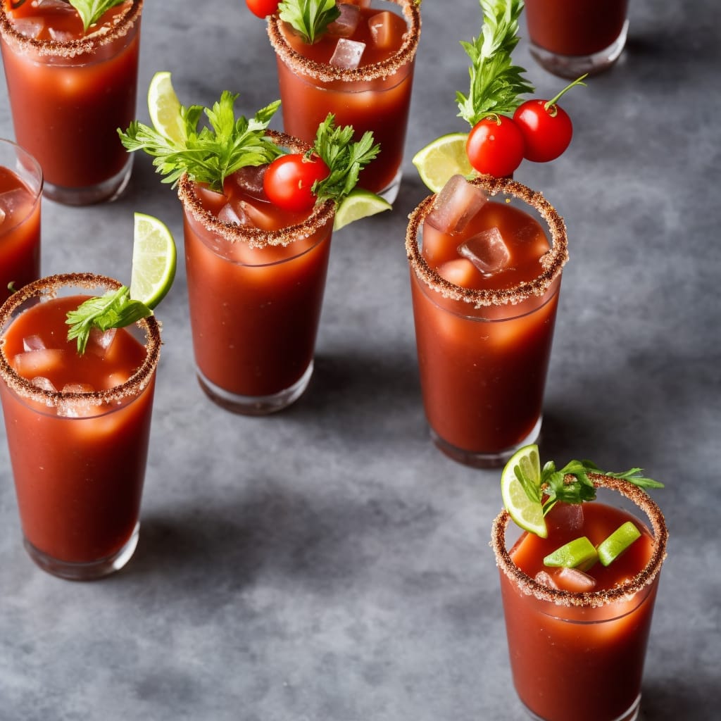 Spiced Bloody Mary shots