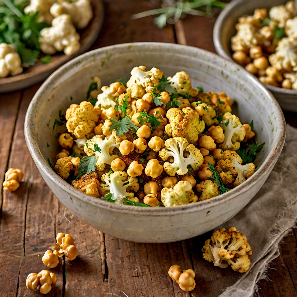 Spiced Cauliflower with Chickpeas, Herbs & Pine Nuts