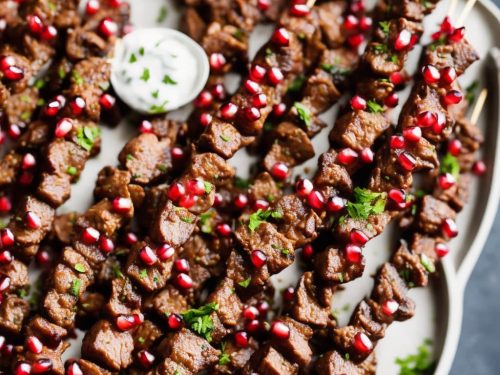 Spiced lamb skewers with pomegranate tzatziki