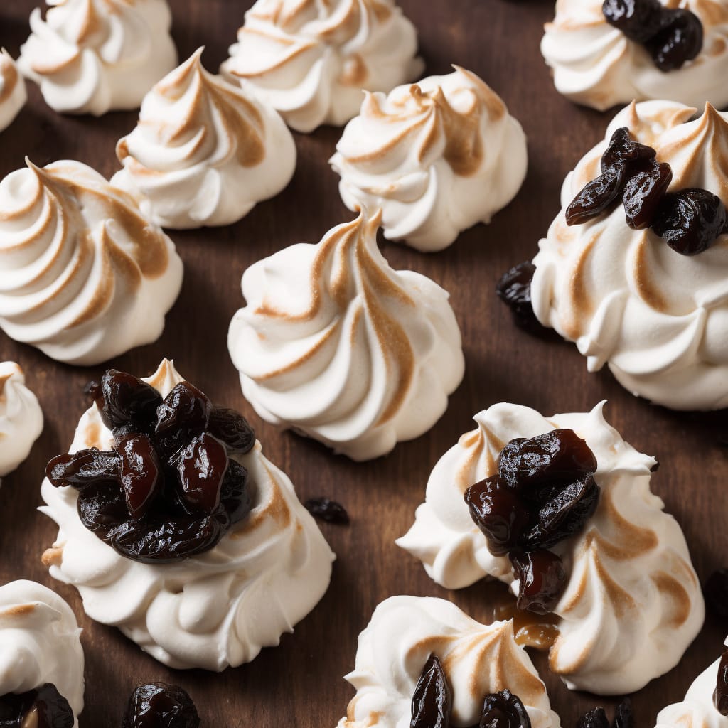 Spiced Meringues with Coffee-Soaked Prunes