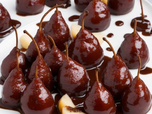 Spiced Poached Pears in Chocolate Sauce