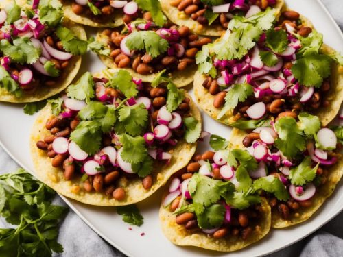Spicy Bean Tostadas with Pickled Onions & Radish Salad