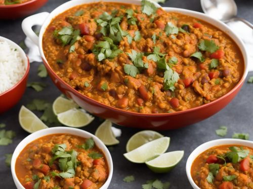 Spicy Red Lentil Chili with Guacamole & Rice