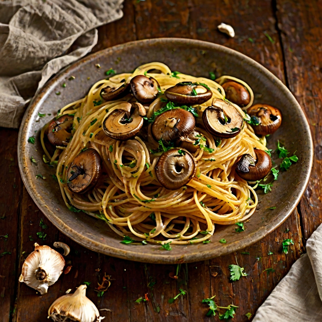 Spicy Spaghetti with Garlic Mushrooms