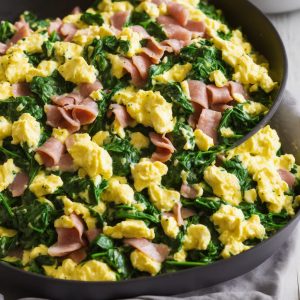 Spinach & Ham Scrambled Eggs