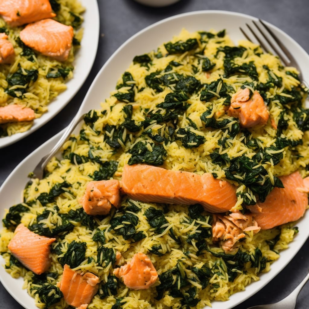 Spinach Kedgeree with Spiced Salmon