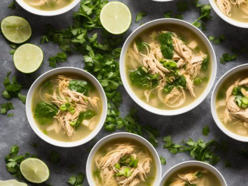 Spring Vegetable Broth with Shredded Chicken