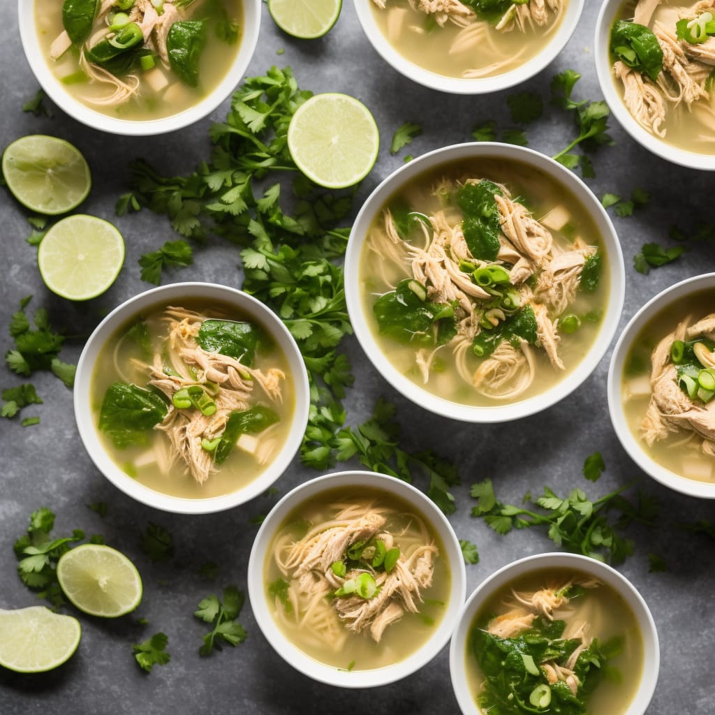 Spring Vegetable Broth with Shredded Chicken