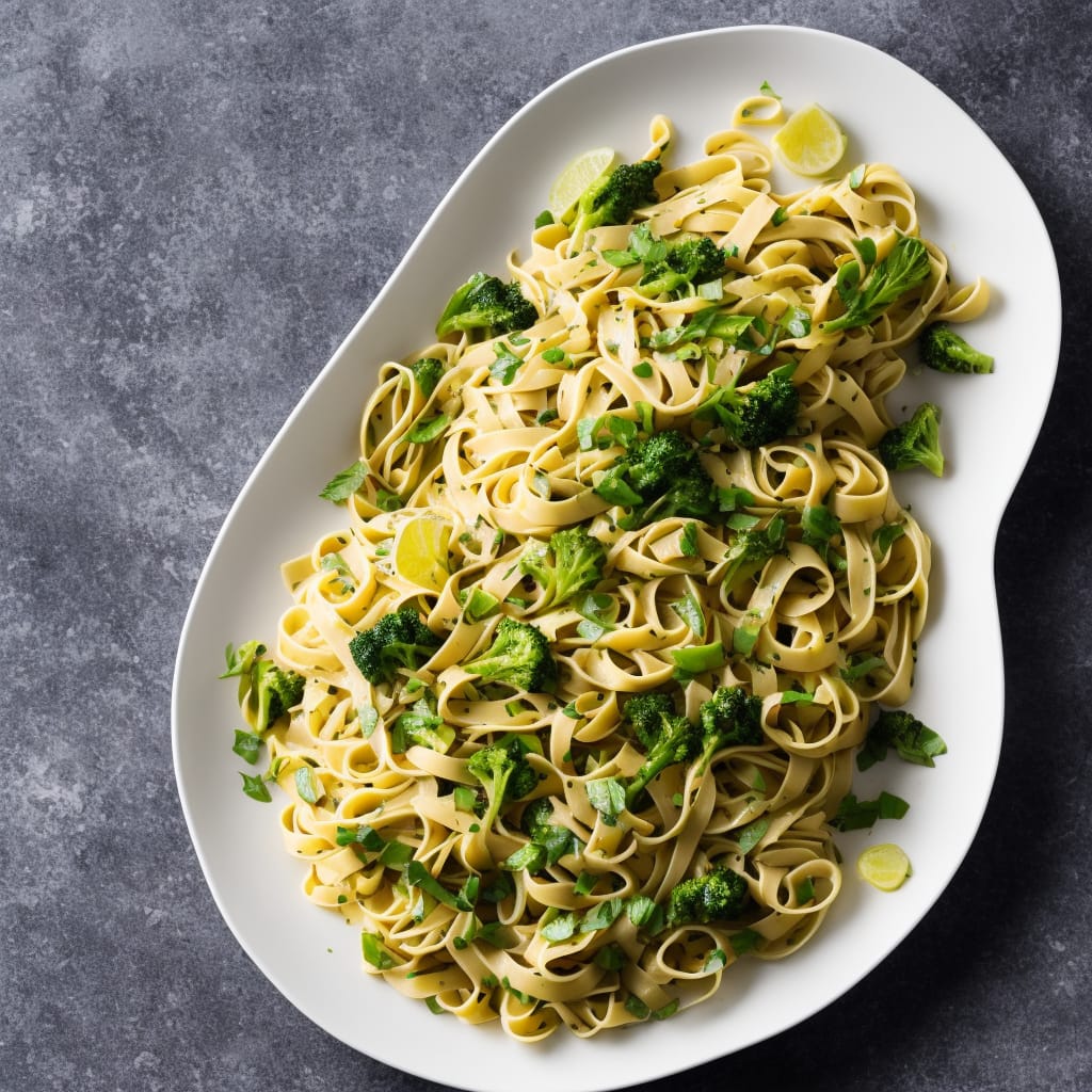 Spring vegetable tagliatelle with lemon & chive sauce