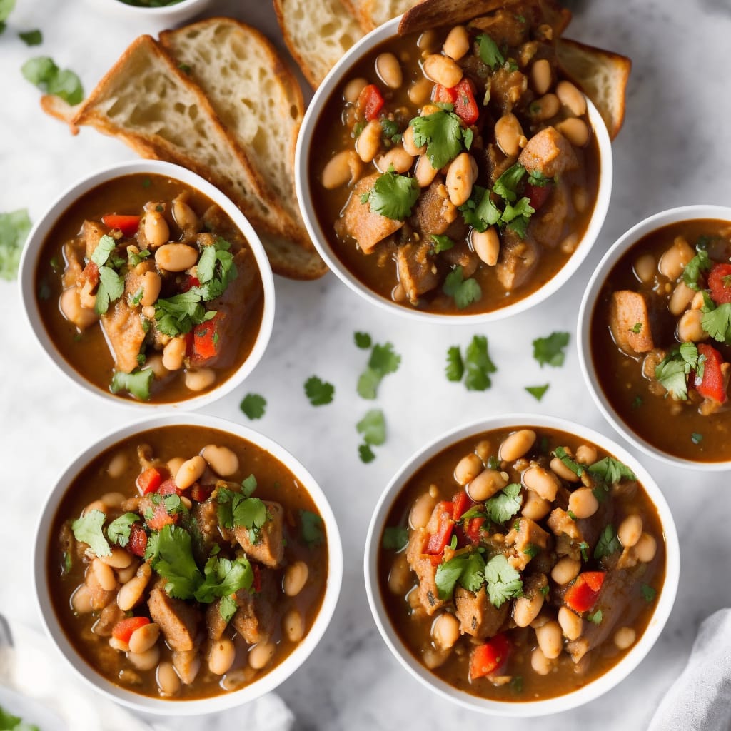 Squid & Pinto Bean Stew with Garlic Toasts