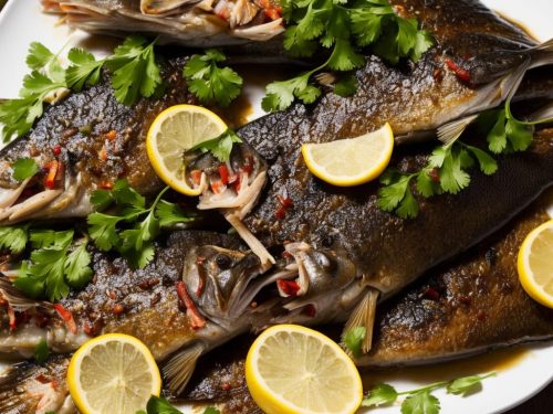 Steamed bass with garlic & chilli