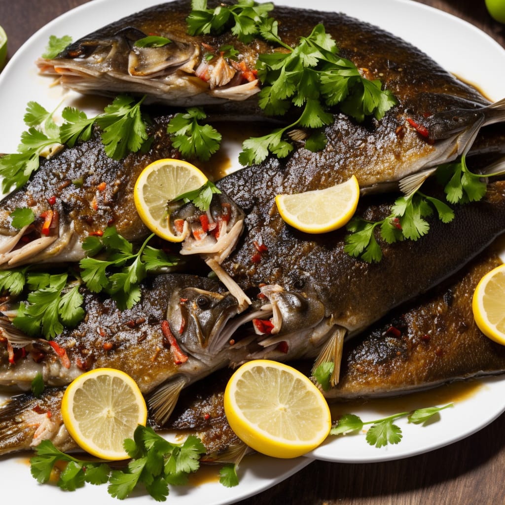 Steamed bass with garlic & chilli