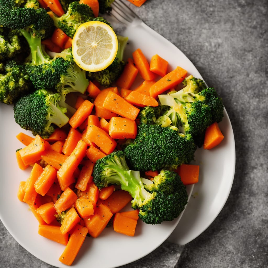 Steamed Broccoli and Carrots with Lemon