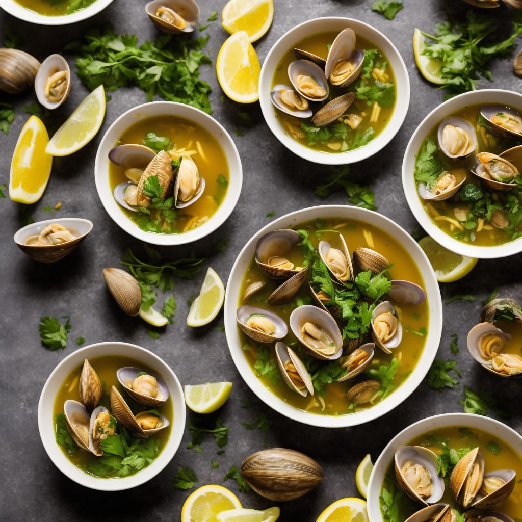 Steamed Clams in Saffron & Spring Green Broth