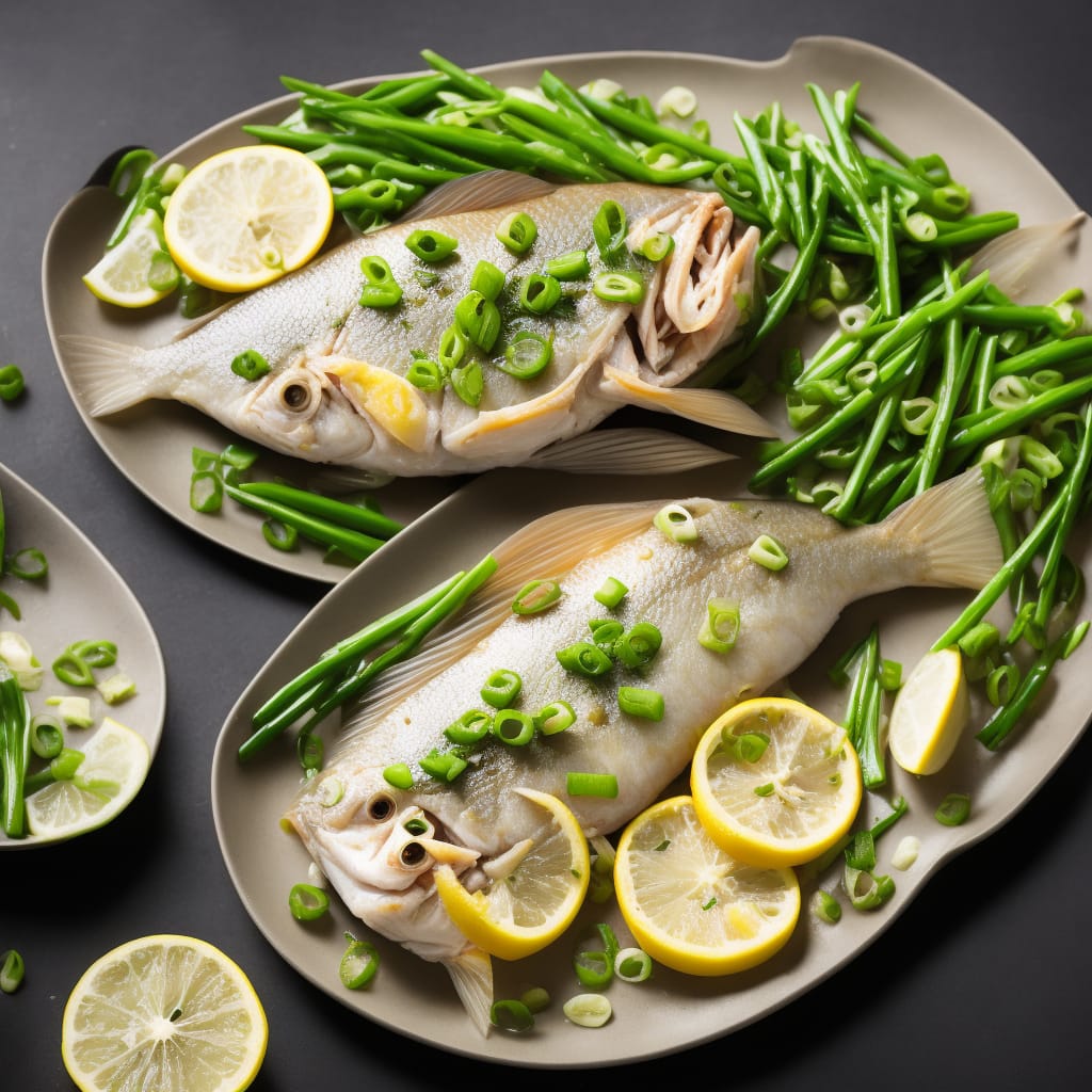Steamed fish with ginger & spring onion