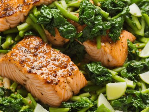 Sticky Salmon with Chinese Greens