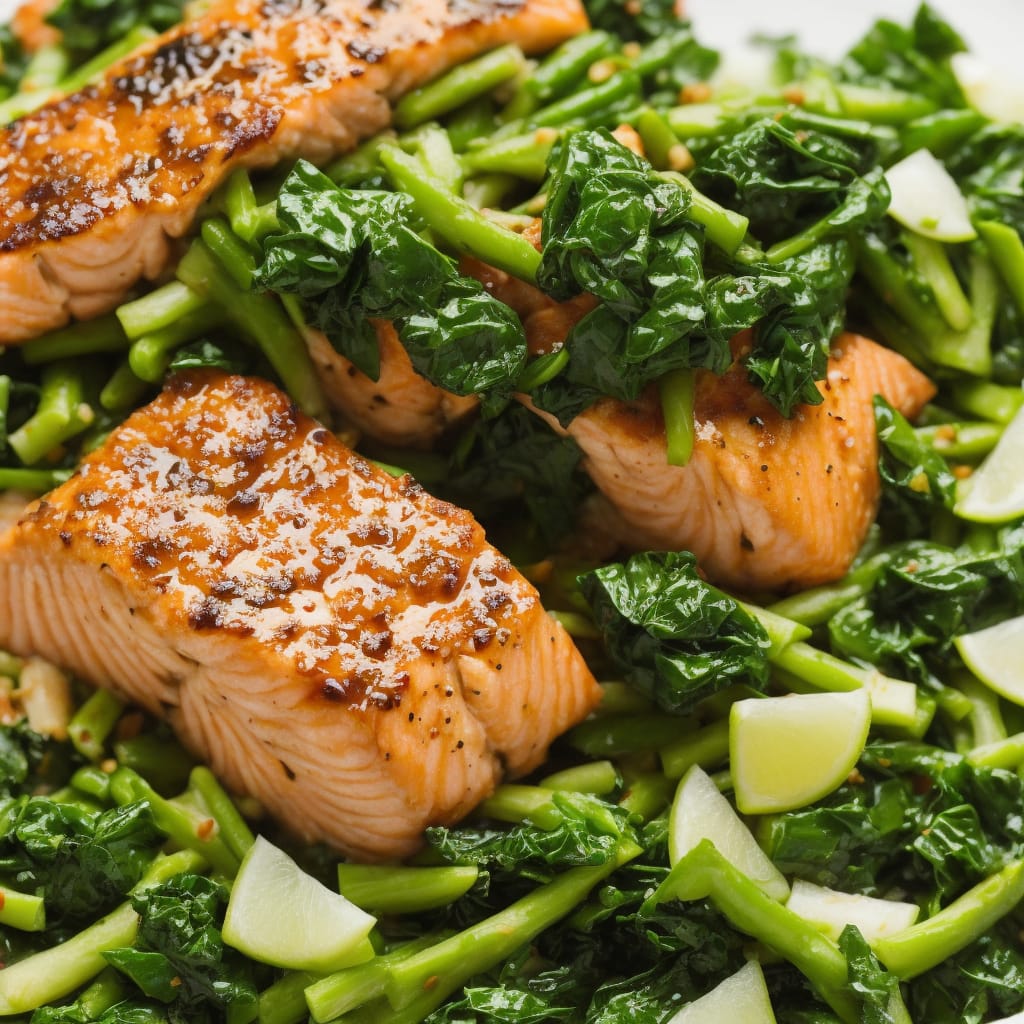 Sticky Salmon with Chinese Greens