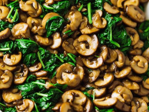 Stir-fried Mushrooms & Spinach with Golden Onions