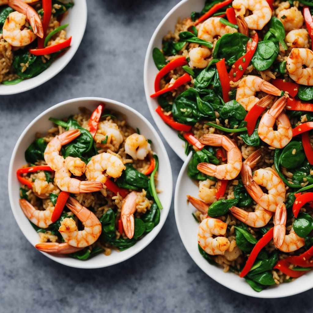 Stir-Fry Prawns with Peppers & Spinach