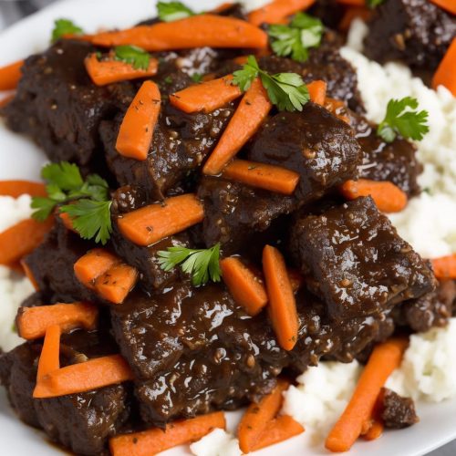 Stoutbraised short ribs with horseradish & carrots recipe