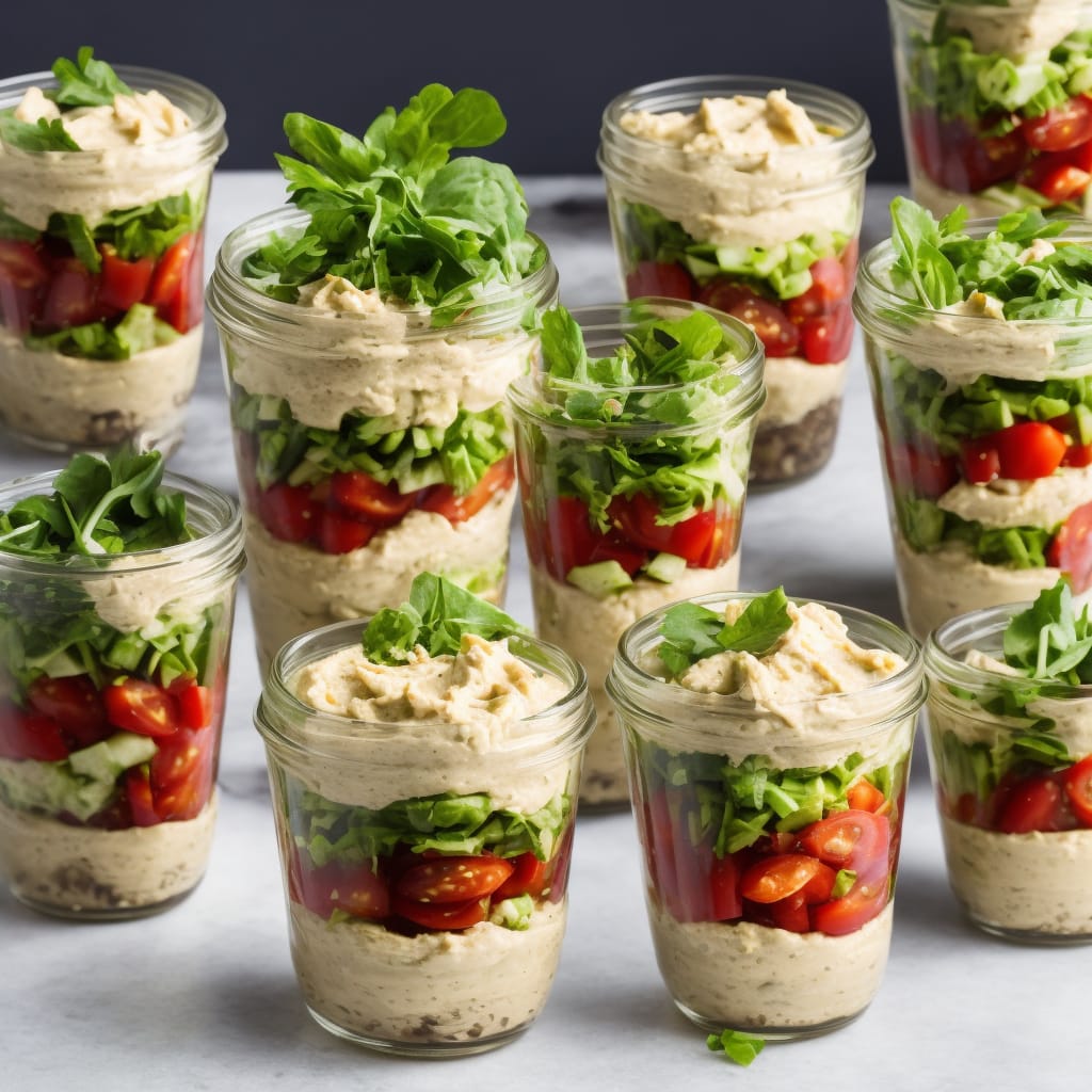 Stripy Hummus Salad Jars