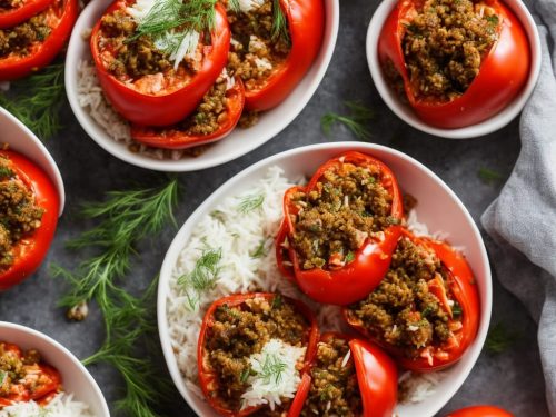 Stuffed Tomatoes with Lamb Mince, Dill & Rice