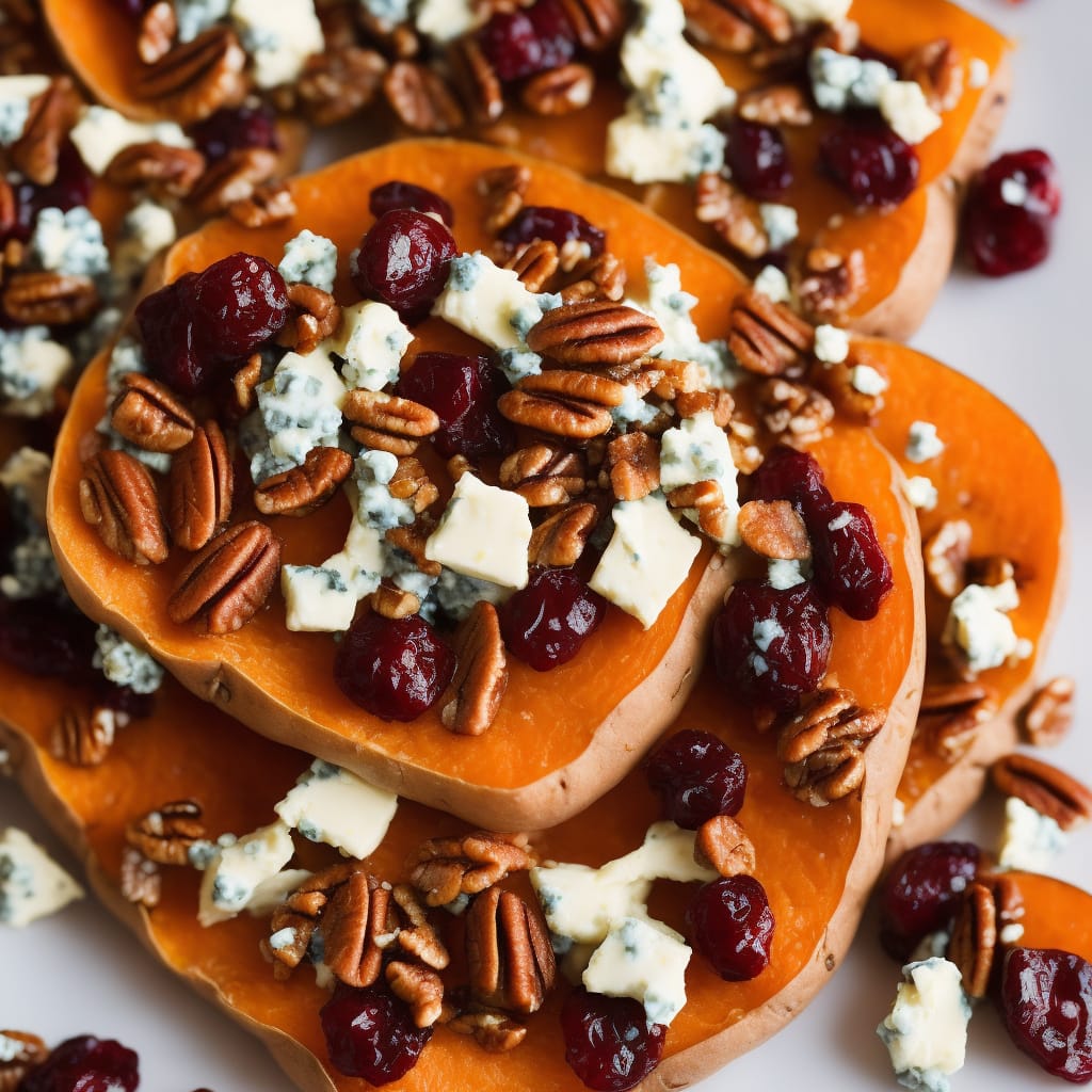 Sweet Potato Jacket with Blue Cheese, Bacon, Pecans & Cranberries