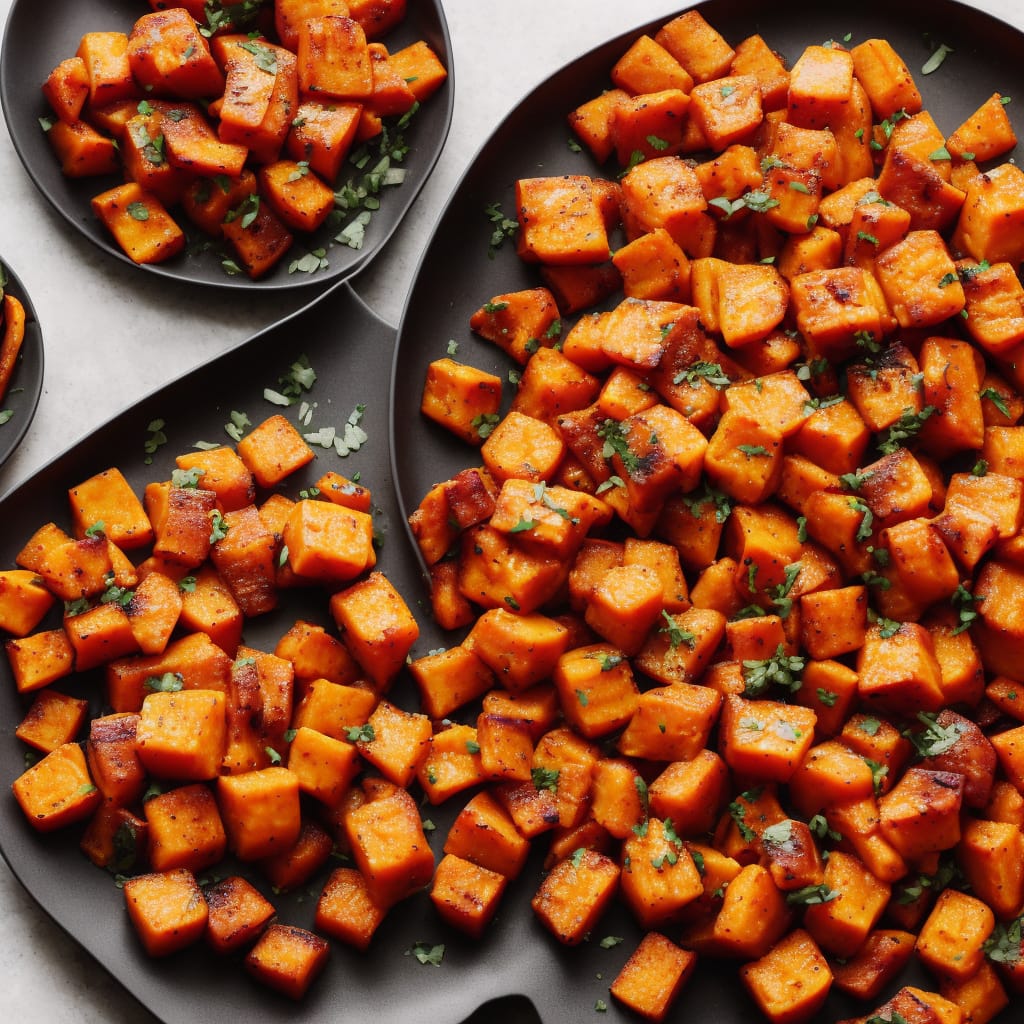 Sweet Potatoes with Red Pepper & Halloumi