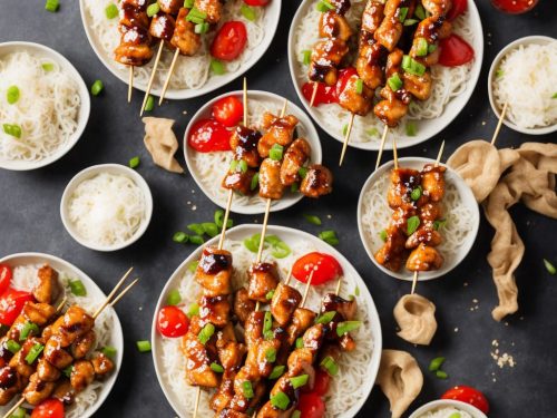 Sweet & Sour Chicken Skewers with Fruity Noodles