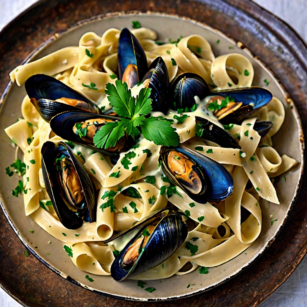 Tagliatelle with Mussels & Crème Fraîche