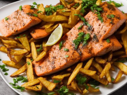 Tarragon Salmon with Crispy Root Chips