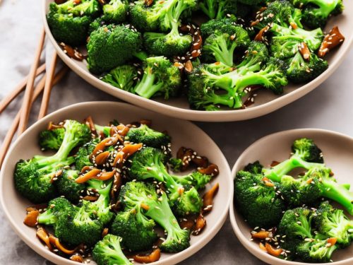 Thin-stemmed broccoli with hoisin sauce & fried shallots