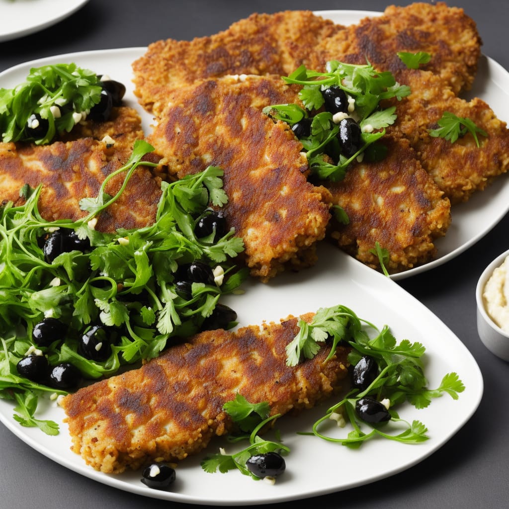 Tofu Escalopes with Black Olive Salsa Verde