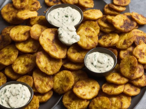 Tostones (Twice Fried Green Plantains) with Mayo-Ketchup Dipping Sauce