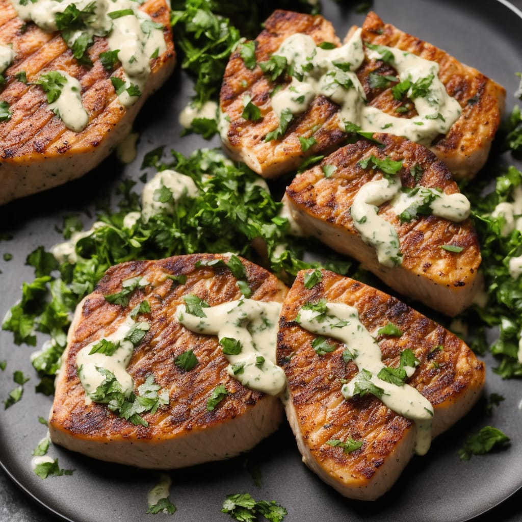 Tuna Steaks with Garlic-Herb Cream Sauce