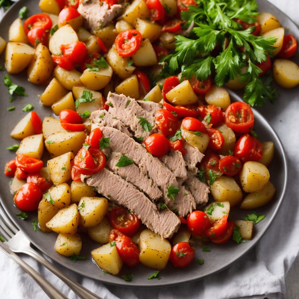 Tuna with peppery tomatoes & potatoes