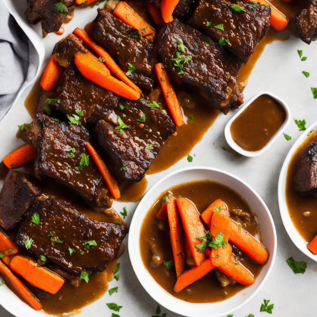 Twice-cooked beef short ribs with dripping carrots & gravy