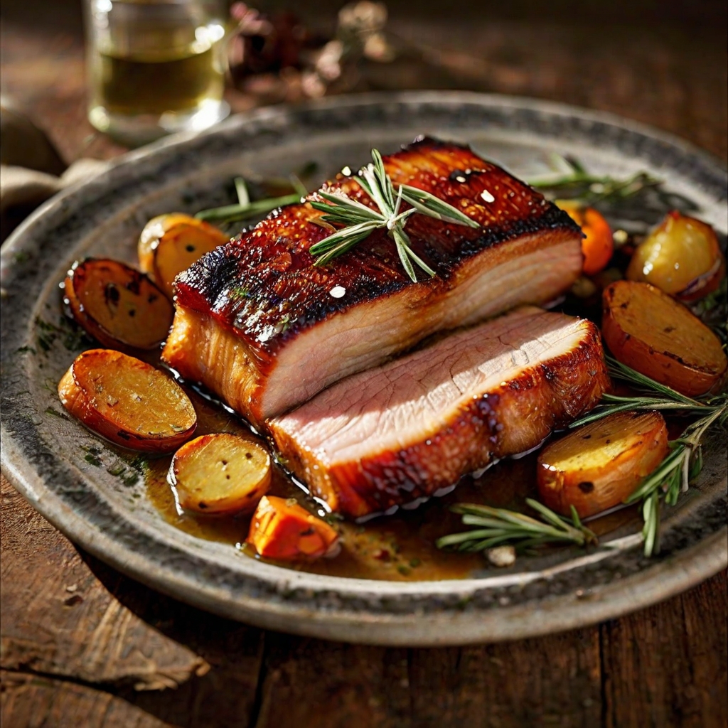Twice-cooked Pork Belly with Cider Sauce