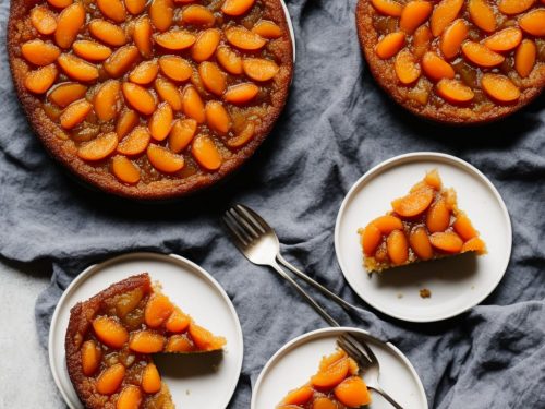 Upside-down sticky apricot cake