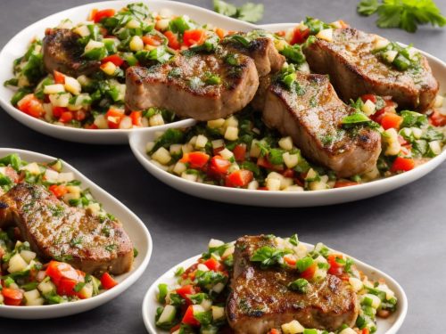 Veal Chops with Spinach & Green Pepper Salsa