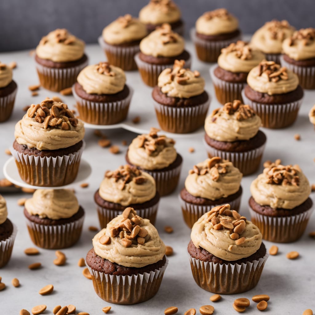 banana cupcake with peanut butter frosting