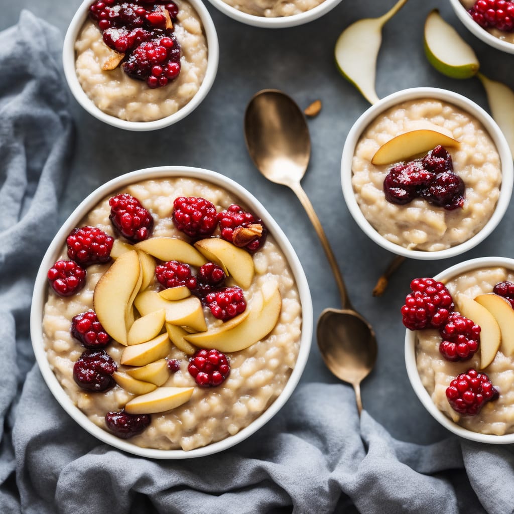 Vegan Rice Pudding with Pear & Berry Compote
