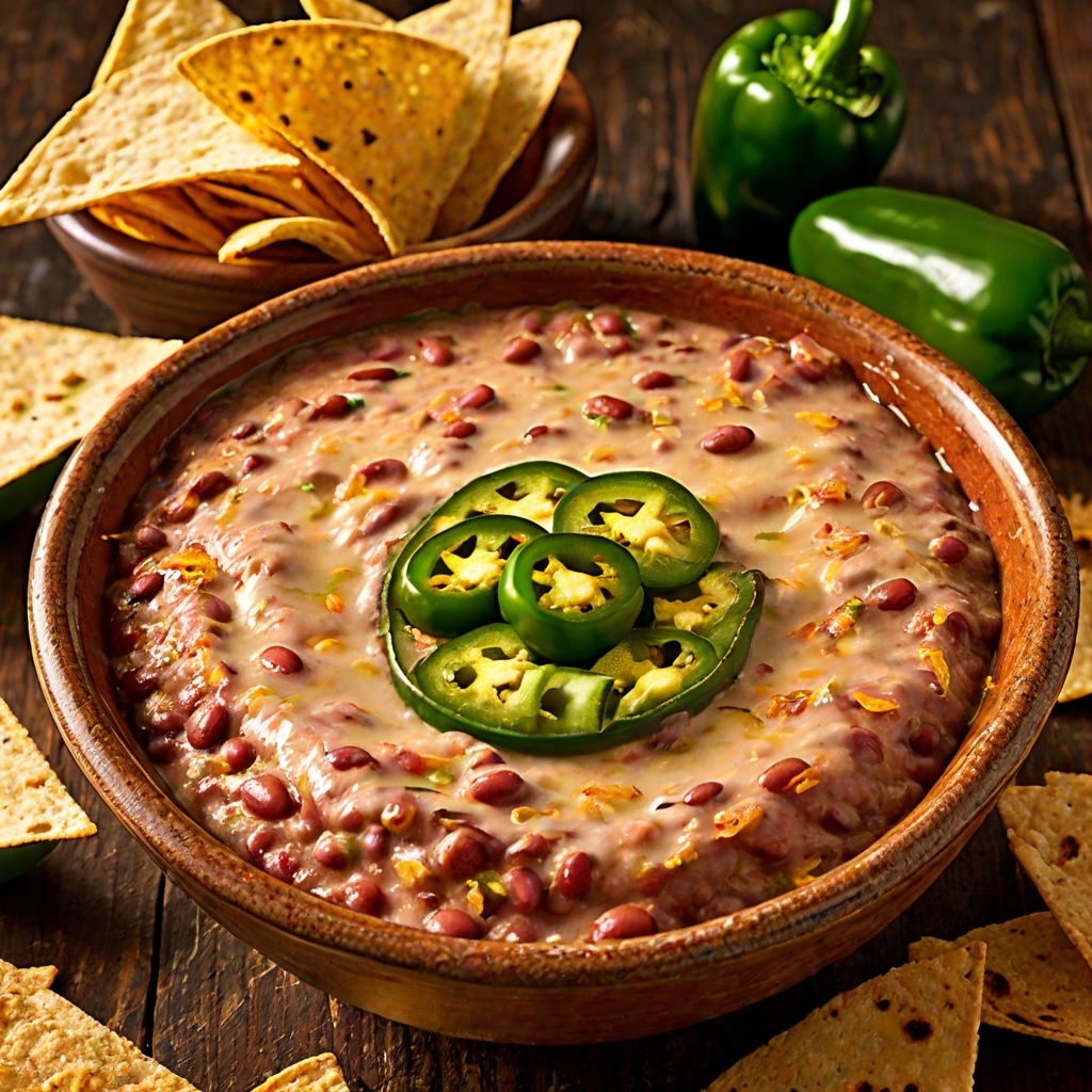Warm Mexican Bean Dip with Tortilla Chips