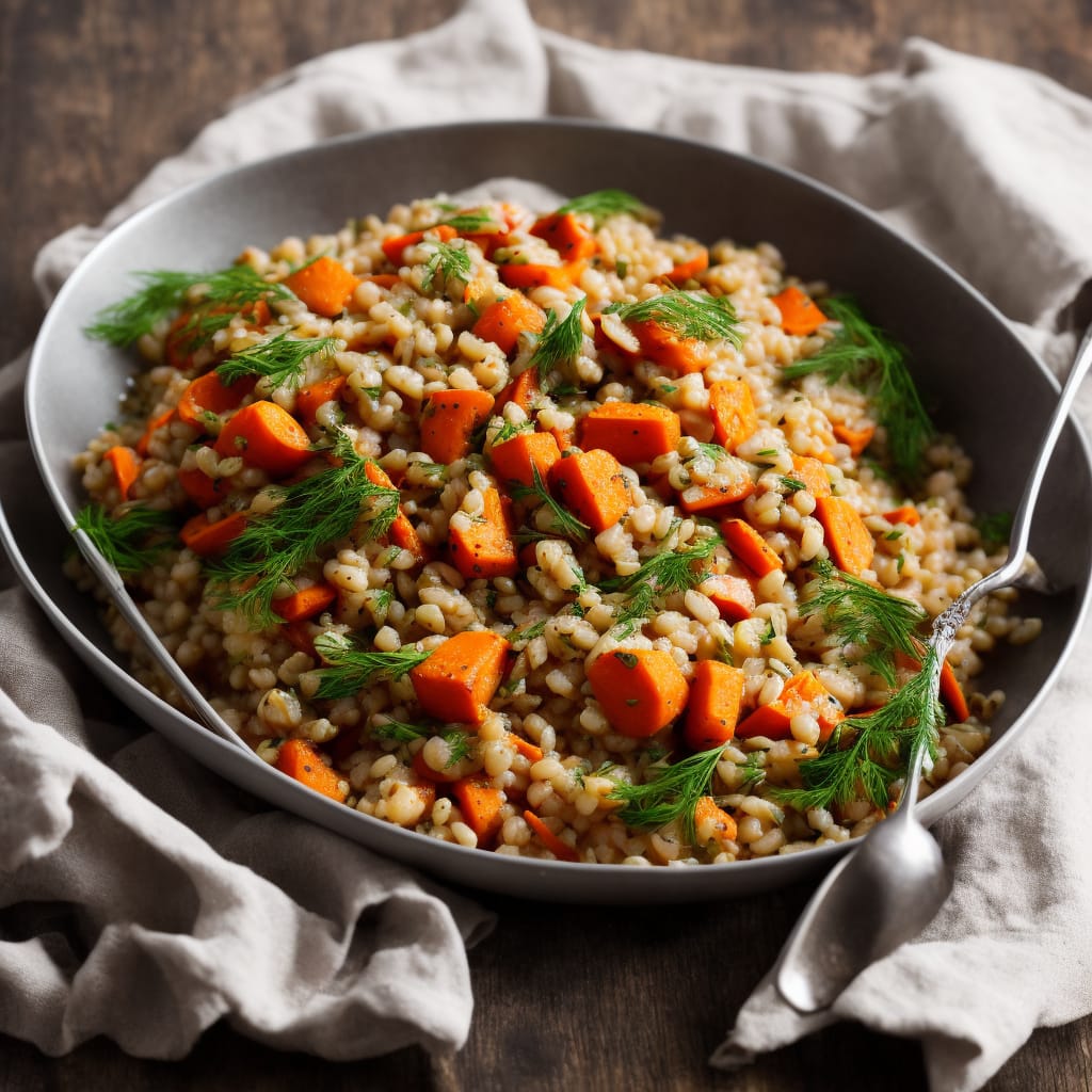 Warm Pearl Barley & Roasted Carrot Salad with Dill Vinaigrette