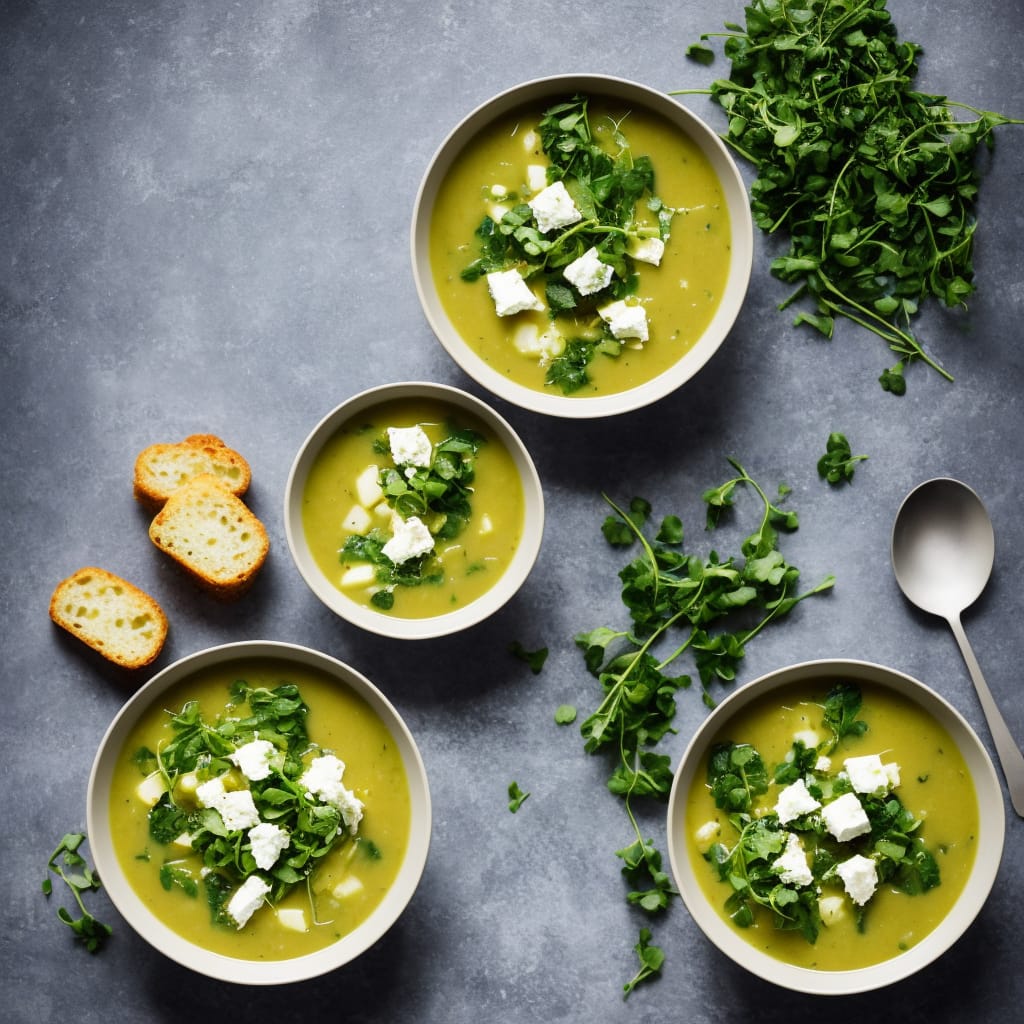 Watercress & Celeriac Soup with Goat's Cheese Croutons
