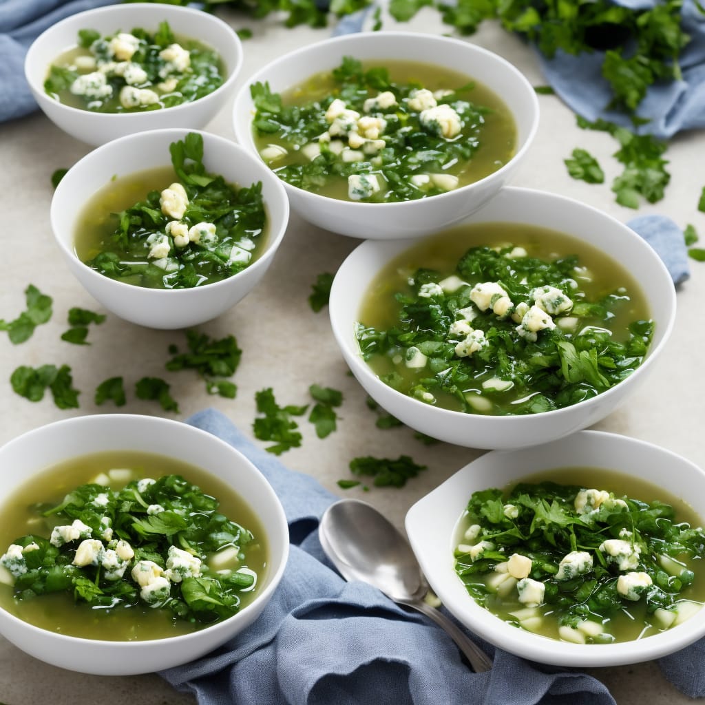 Watercress Soup with Blue Cheese & Cashew Pastries