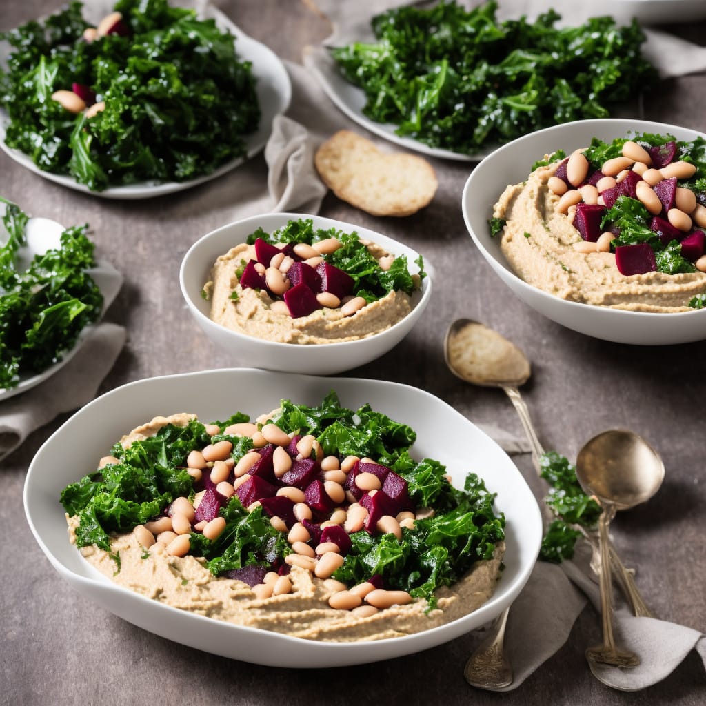 White Bean Hummus with Pickled Beetroot & Kale