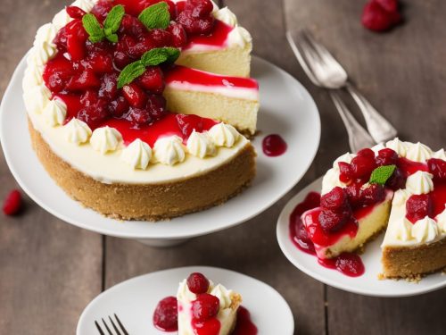 White Chocolate Cheesecake with Rhubarb Compote
